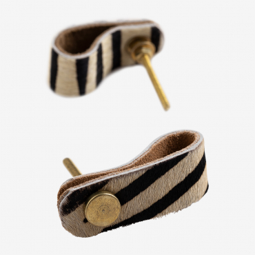 Set Di 2 Pomelli In Pelle Solok Style Zebra Print - Sklum