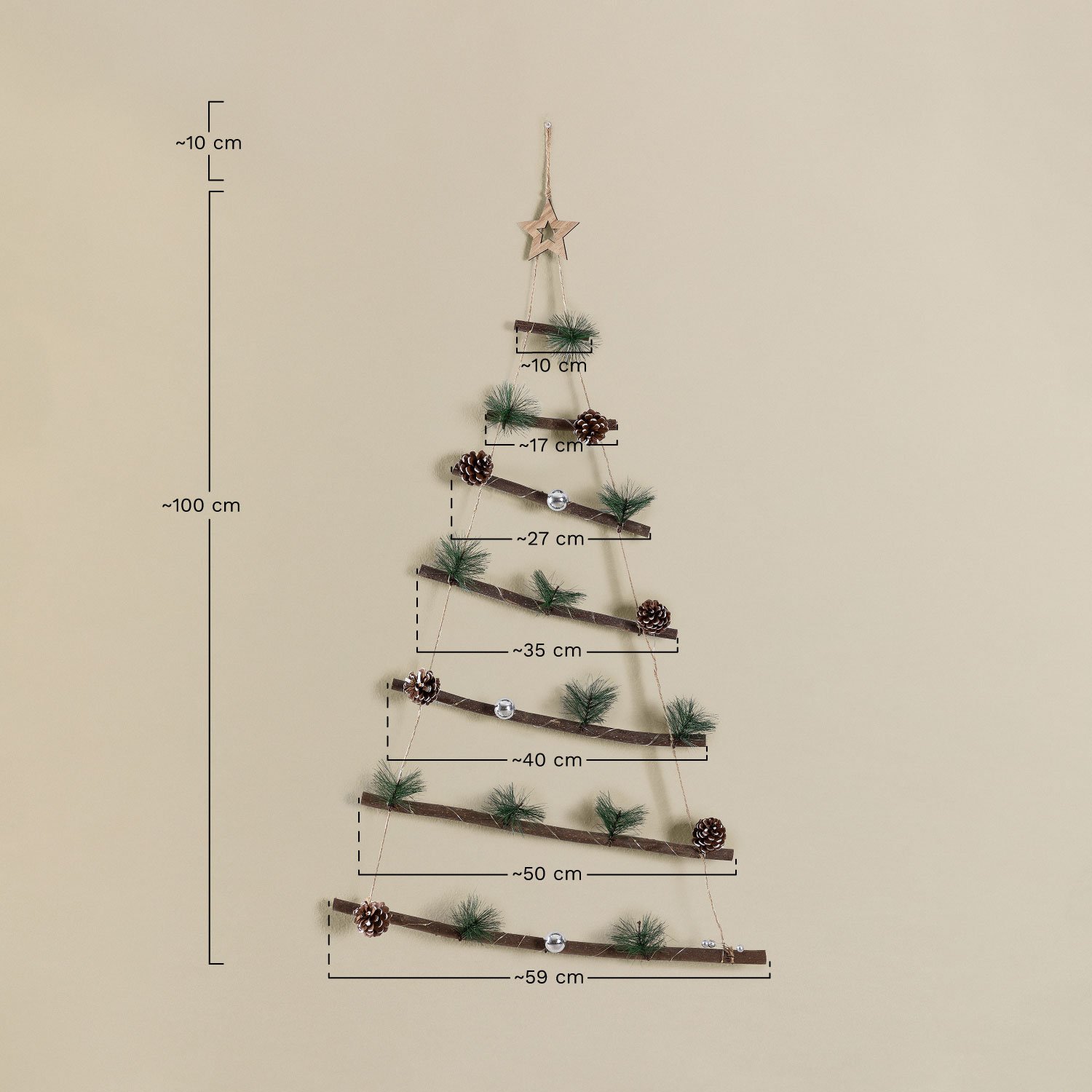 Albero di Natale LED da parete Iber, MISURE