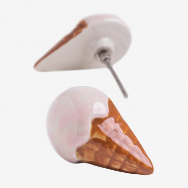 Set Di 2 Pomelli In Ceramica Ice Cream Style Kids Zucchero Filato Rosa - Sklum