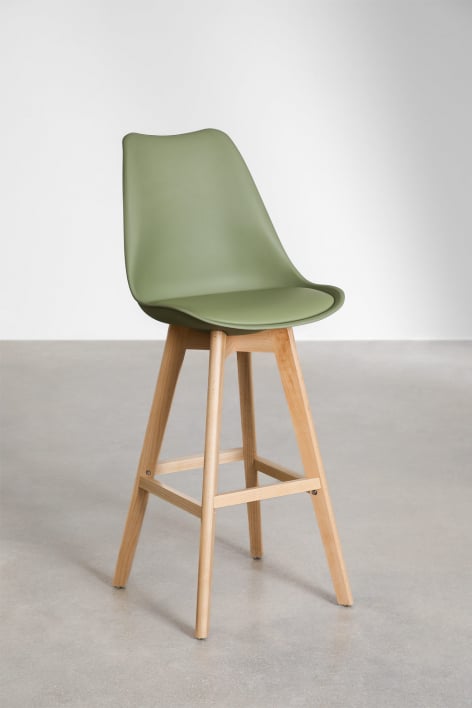 Pack di 2 sgabelli alti 75 cm con cuscino in similpelle verde army chiaro Nordic - Verde Militare Chiaro