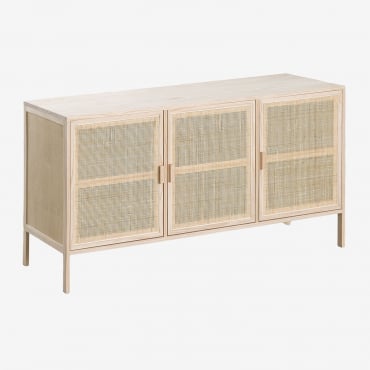 Credenza In Rattan E Legno Reyna Marrone Legno Naturale - Sklum