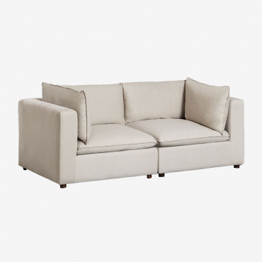 Divano Modulare In Stile Estefan A 2 Pezzi Con Braccioli Tapioca Beige - Sklum