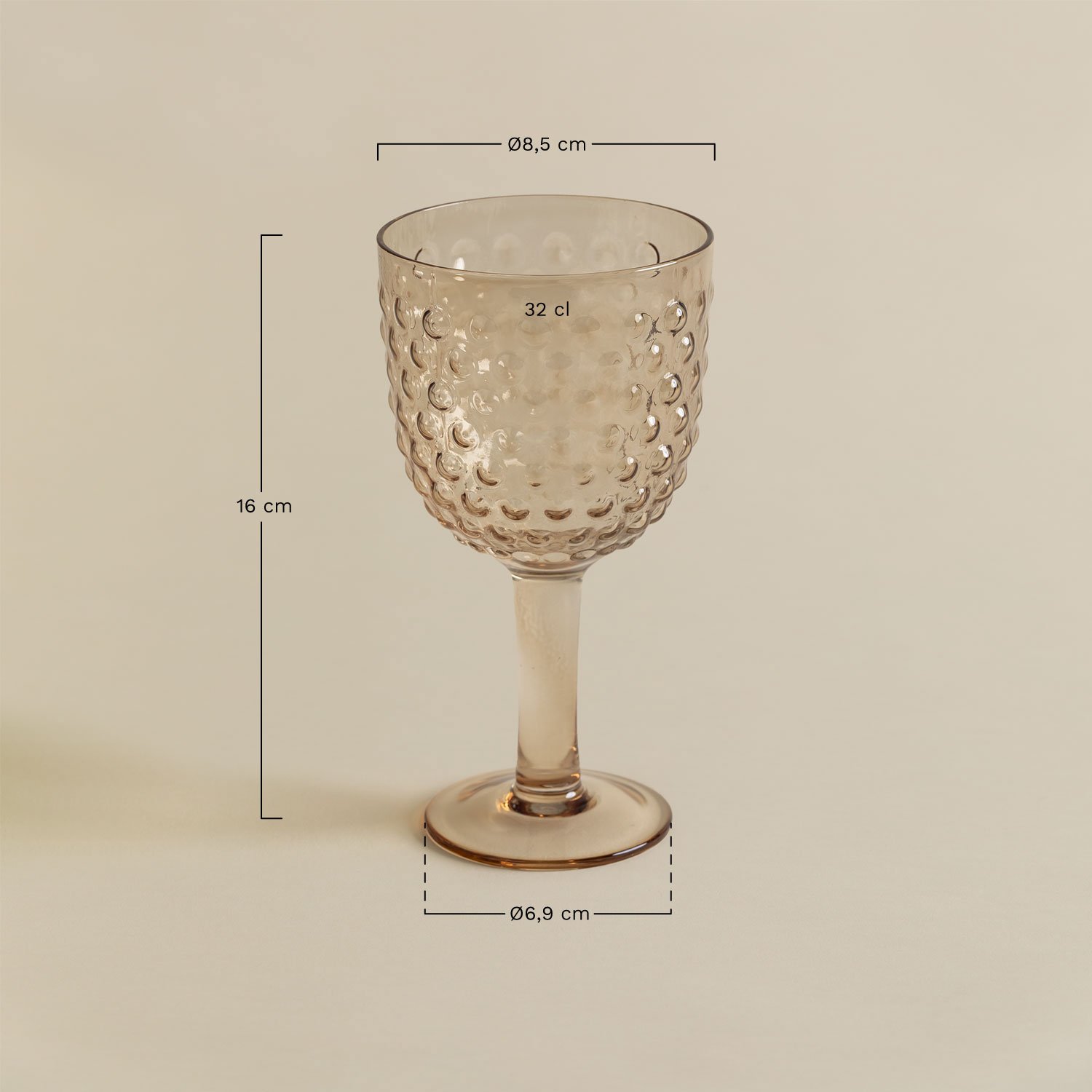 Confezione da 4 bicchieri 32 cl in vetro Ticris, MISURE