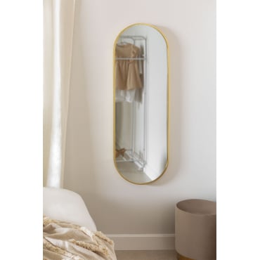 Specchio da parete ovale in metallo Elsie Gold - SKLUM