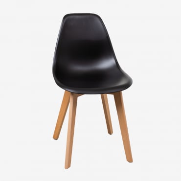 Sedia Da Pranzo In Polipropilene E Legno Di Faggio Scand Nordic Nero - Sklum