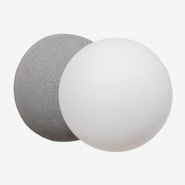Lampada Da Parete In Cemento Con Sfera Di Cristallo Bublik Grigio Antracite - Sklum