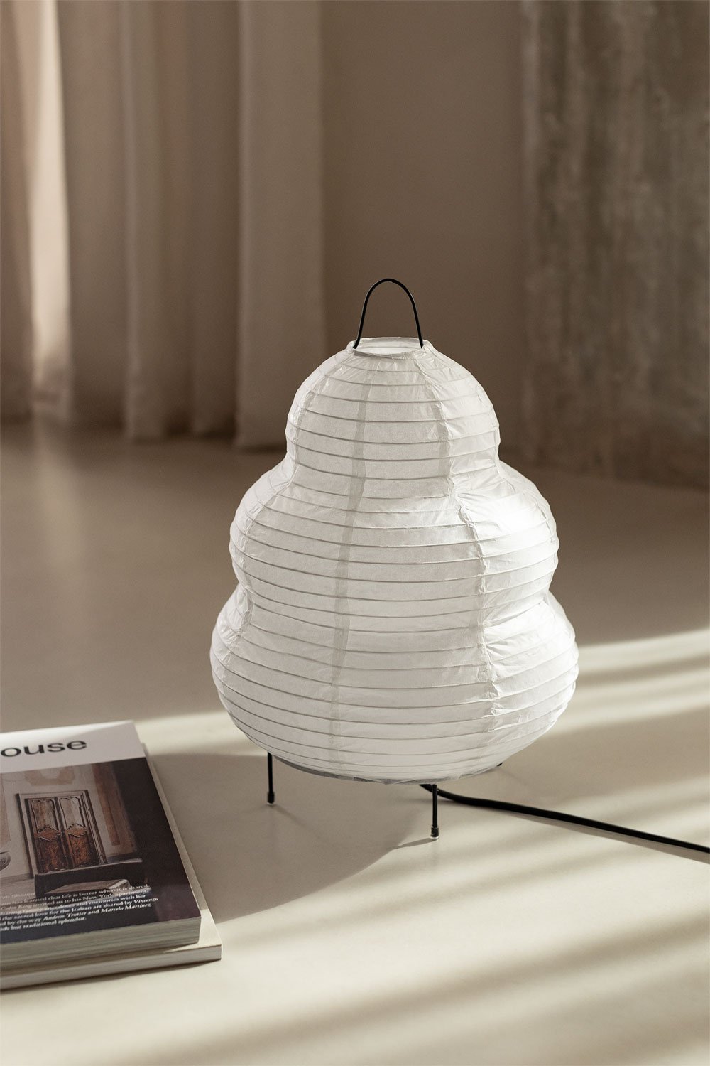 Lampada da tavolo in carta di riso (↑34 cm) Gogian - SKLUM