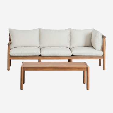 Set Da Giardino Con Divano 3 Posti E Tavolino In Legno Di Acacia Melvin Acacia Marrone - Sklum