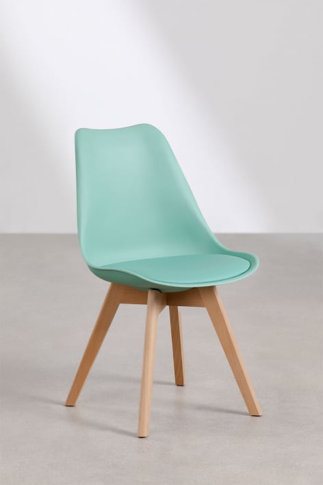 Sedia da pranzo in polipropilene e legno di faggio Nordic - Verde Giada