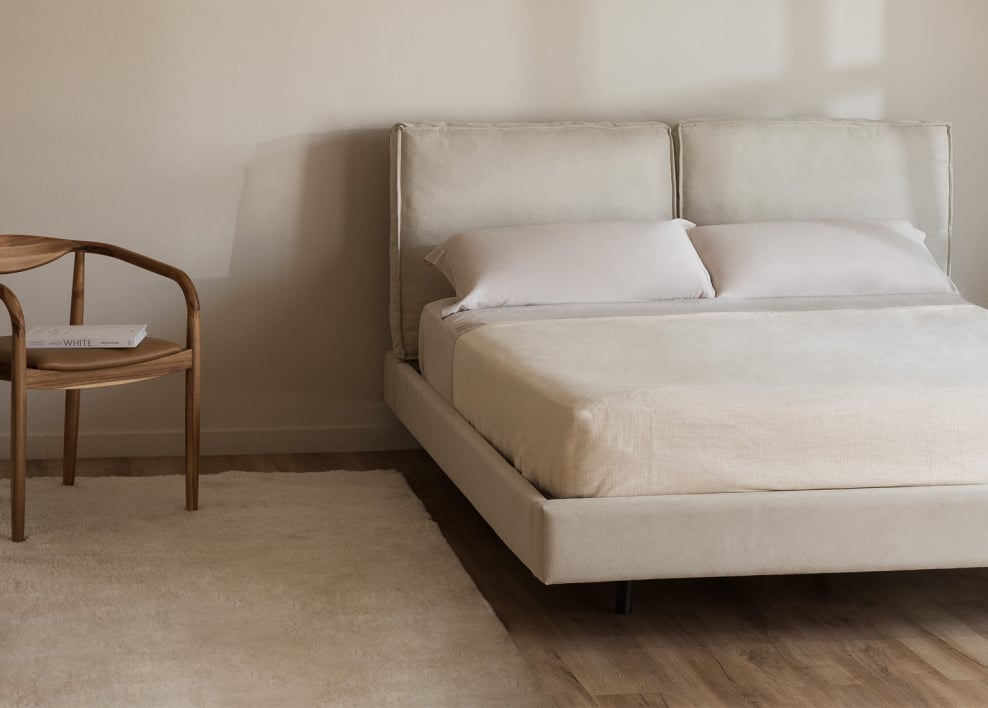 Letto imbottito per materasso in viscoelastico 160x200cm bianco panna Ketia