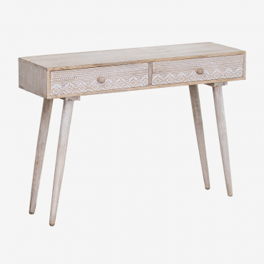 Consolle In Legno Di Mango Ukurla Legno Bianco Vintage - Sklum