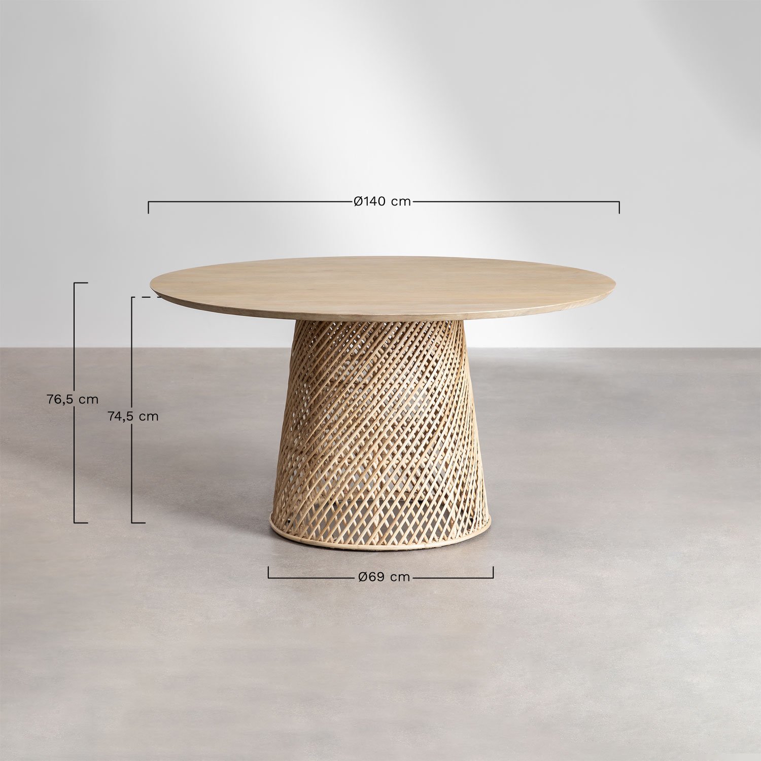 Tavolo da pranzo rotondo in legno di mango e rattan (Ø140 cm) Suzane - SKLUM
