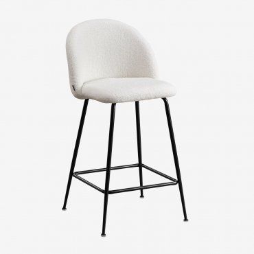 Sgabello Alto In Ciniglia Kana Design Bianco & ↑65 Cm & Nero - Sklum