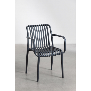 Set di 4 sedie da esterno effetto rattan impilabili antracite - Ormea