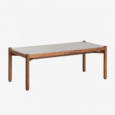 Tavolino Da Caffè In Cemento E Legno Di Acacia Gamila Grigio & 110 X 50 Cm - Sklum