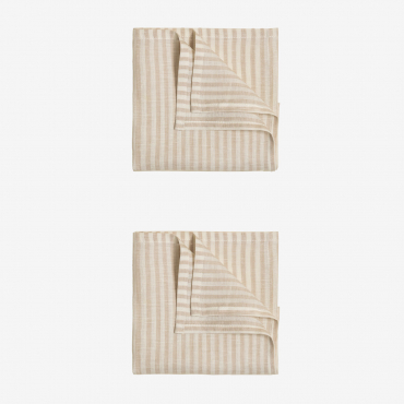 Set Di 2 Tovaglioli In Lino Nireta Marrone Sabbia Chiaro - Sklum