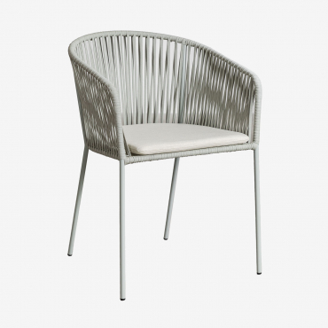 Sedia Da Giardino Impilabile Jocelyn Con Braccioli In Ferro E Corda Intrecciata Verde Kaki - Sklum