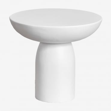 Tavolino Laterale Rotondo Ø50 Cm In Cemento Zenadia Bianco - Sklum