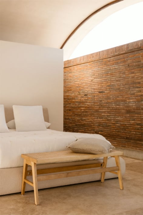 Panca 110 cm in legno di frassino e rattan Lali