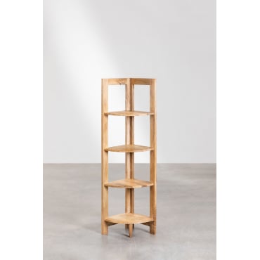 Ejoyous Scaffale Angolare 4 Ripiani In Legno WPC Per Bagno, Soggiorno, Camera Da Letto – 80x18x22 Cm