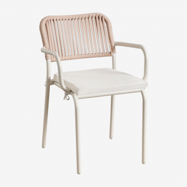 Confezione Da 4 Sedie Da Pranzo Impilabili Con Braccioli In Alluminio E Corda Intrecciata Arhiza Tapioca Beige - Sklum