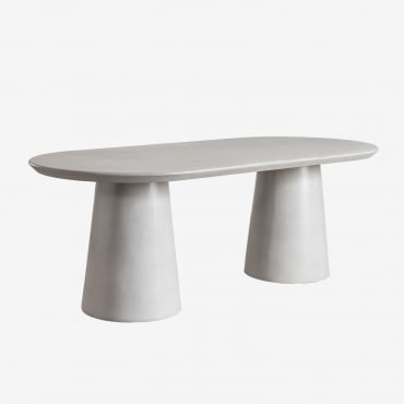 Tavolo Da Giardino Ovale 220x95 Cm In Cemento Noemi Grigio Sabbia - Sklum