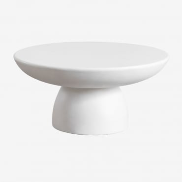 Tavolino Da Giardino Rotondo Ø70 Cm In Cemento Zenadia Bianco Antico - Sklum