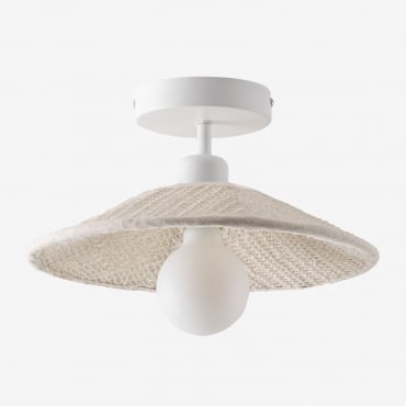 Lampada Da Soffitto In Lino Massina Beige Crema - Sklum
