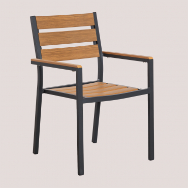 Sedia Da Giardino Impilabile Con Braccioli Saura Grigio Grafite - Sklum