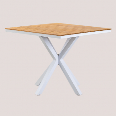 Tavolo Da Giardino Quadrato 90x90 Cm In Legno Di Eucalipto E Alluminio Archer Gardenia Bianco - Sklum