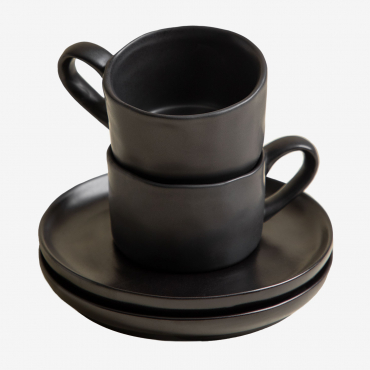 Pacco Di 2 Tazze Da Caffè 10 Cl Con Piattino Belvere Nero - Sklum