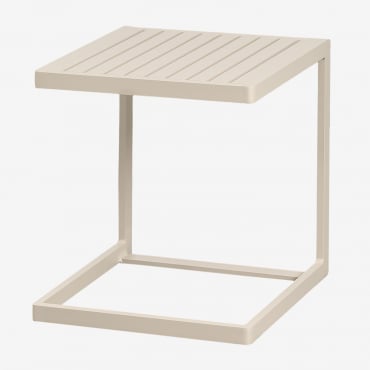 Tavolino Da Giardino Quadrato 40x40 Cm In Alluminio Dulem Tapioca Beige - Sklum