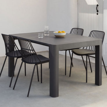 Set Tavolo Rettangolare Arnadine (140x100 Cm) E 4 Sedie Da Giardino Maeba Grigio Grafite - Sklum