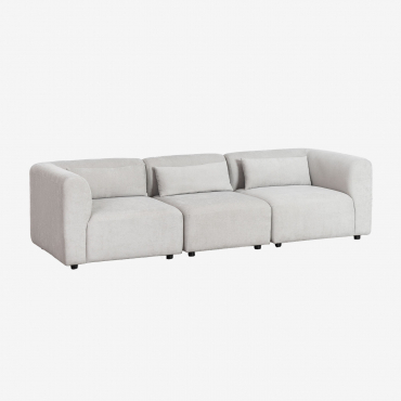 Divano Modulare Fogler In 3 Pezzi Tessuto Grigio Chiaro - Sklum