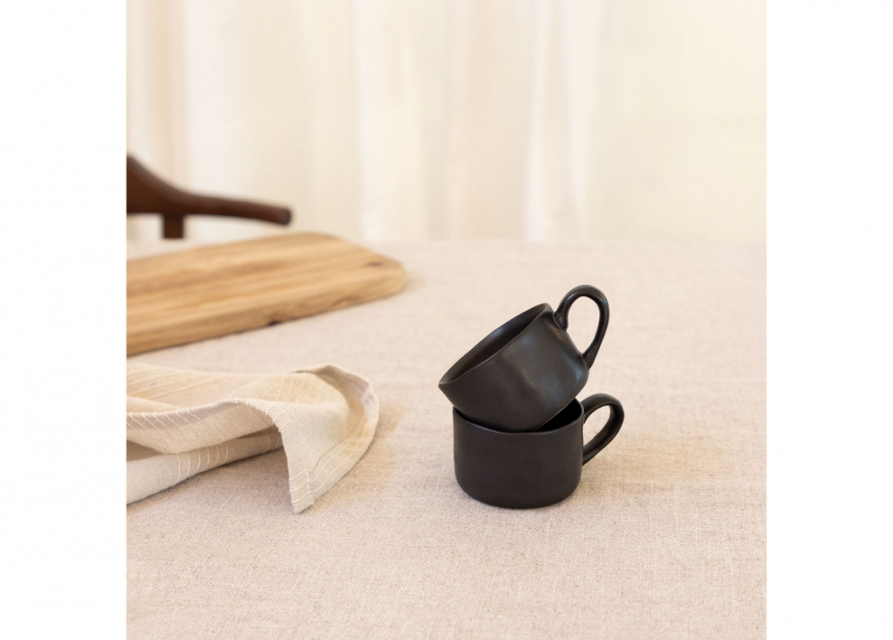 Pacco di 2 tazze da caffè 10 cl con piattino Belvere - Nero