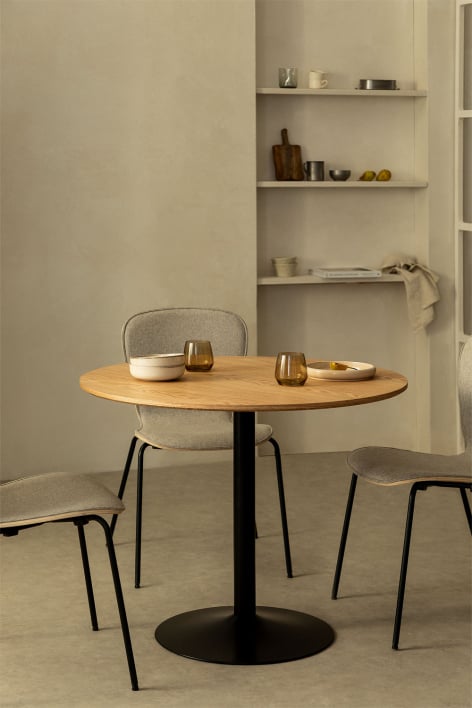 Round dining table in MDF and iron Yvetta