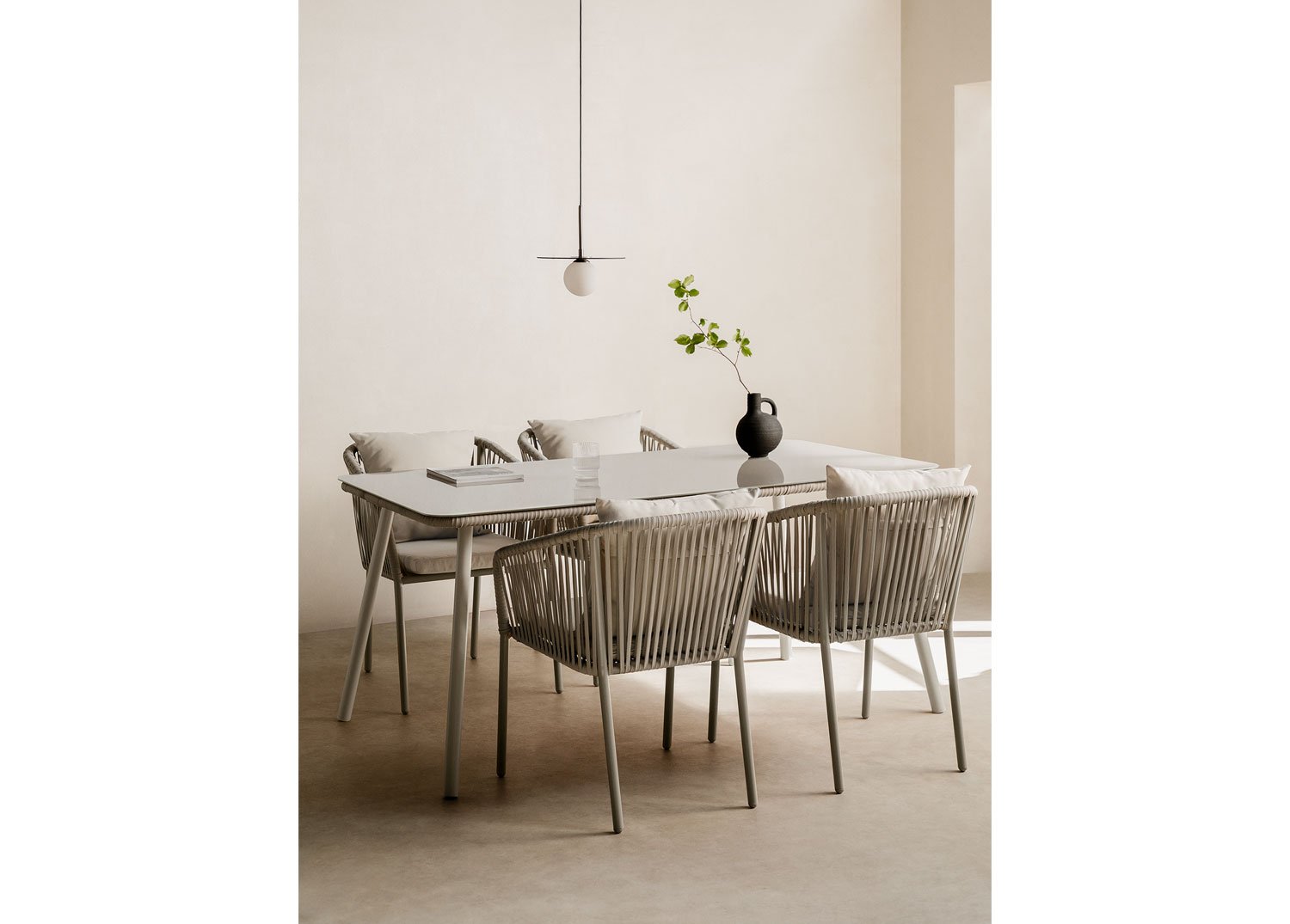 Arhiza Classic tavolo rettangolare 160x90 cm e sedie da pranzo in  alluminio