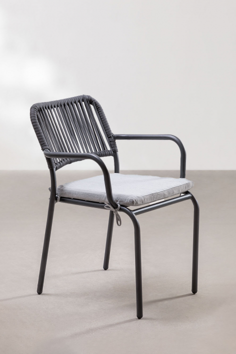 Set di 4 sedie da giardino impilabili con braccioli in corda intrecciata Arhiza