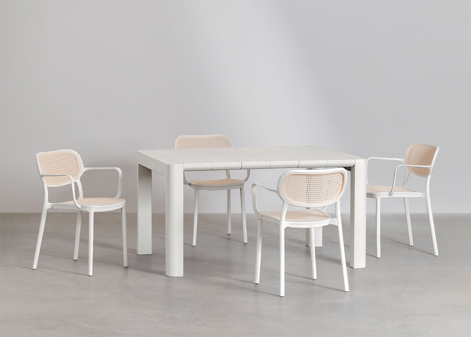 Tavolo Da Pranzo Moderno 117cm Con 4 Sedie - Lino Grigio Scuro, Gambe Dorate