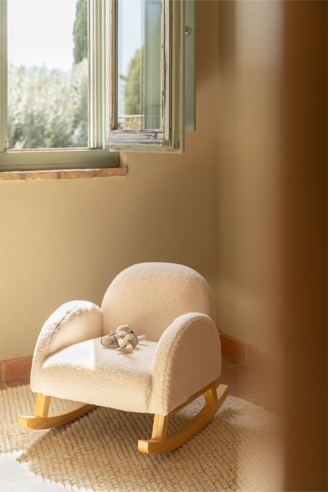 Sedia a dondolo in pelle di pecora Gigis Kids