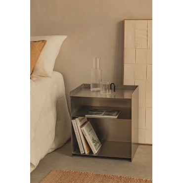 Comodino quadrato 45x45 cm in acciaio inossidabile Nolvia