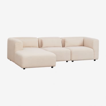 Divano Modulare Fogler Con Chaise Longue Sinistra In 3 Pezzi Ciniglia Crema Beige - Sklum