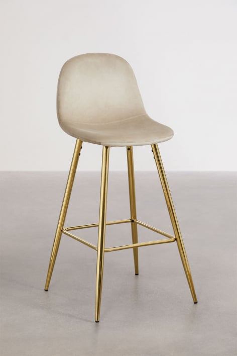 Pack di 2 sgabelli alti 75 cm in velluto marrone grano e gambe dorate Glamm - Marrone Grano