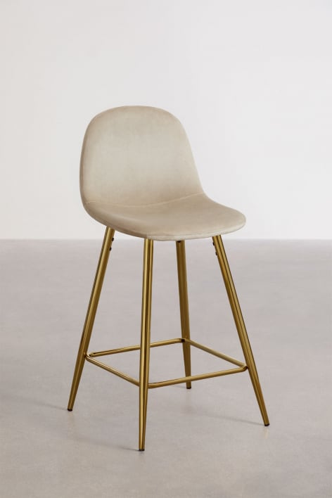 Pack di 2 sgabelli alti 65 cm in velluto marrone grano e gambe dorate Glamm - Marrone Grano