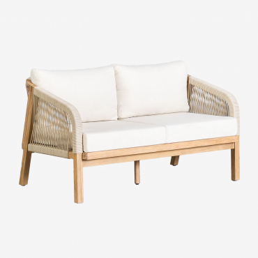 Divano 2 Posti In Legno Di Acacia Dubai Gardenia Bianco & Acacia Rustica Marrone - Sklum