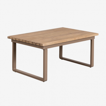 Tavolino Da Giardino Rettangolare 90x60 Cm In Alluminio E Legno Di Acacia Giselle Grigio Talpa - Sklum
