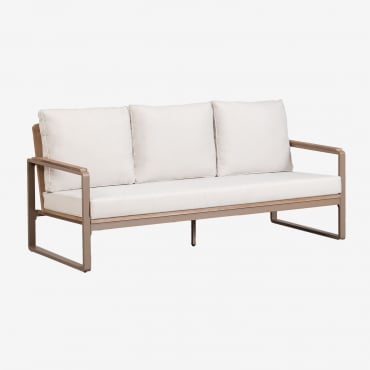 Divano Da Giardino A 3 Posti In Alluminio E Legno Di Acacia Giselle Grigio Talpa - Sklum