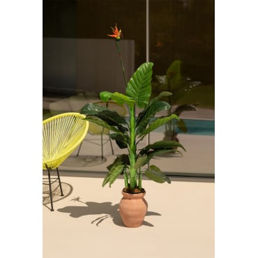 Keeplush Artificiale Uccello del Paradiso 150cm Alta con Vaso Bianco, Piante Finte da Interno Grandi Finta con 9 Foglie, Albero Banano Artificiale Per Interni Esterno Soggiorno Ufficio Giardino Dec