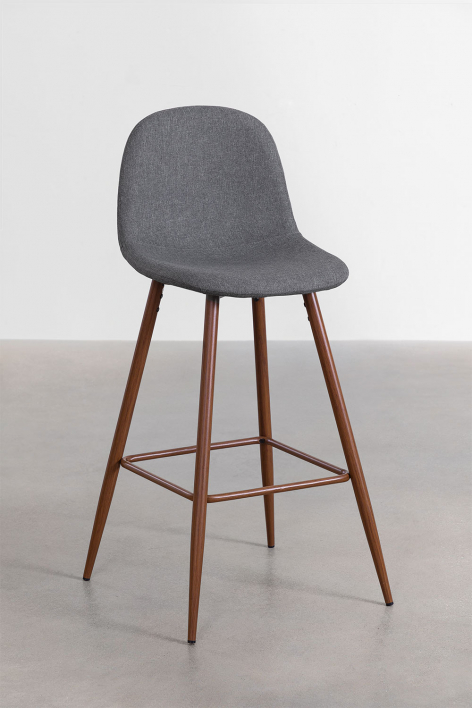 Sgabello alto 75 cm in tessuto grigio antracite e gambe finitura legno scuro Glamm - Cinza Antracite