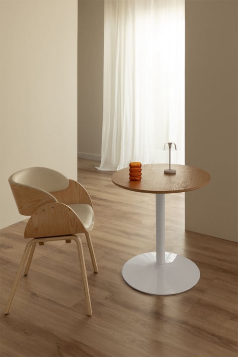 Round dining table in MDF and iron Yvetta - Marrone Quercia